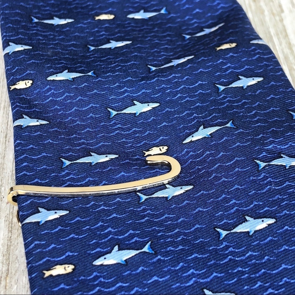 Stylized Fish Hook Vintage Tie Clasp Bar FIsherman